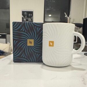 Nespresso Limited Edition Festive mug White Textured with Gold Accent